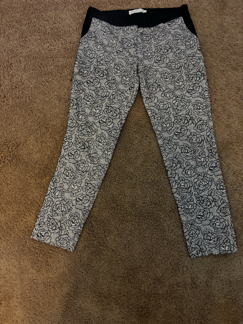 Anne Fontaine Black and White Floral Print Pants